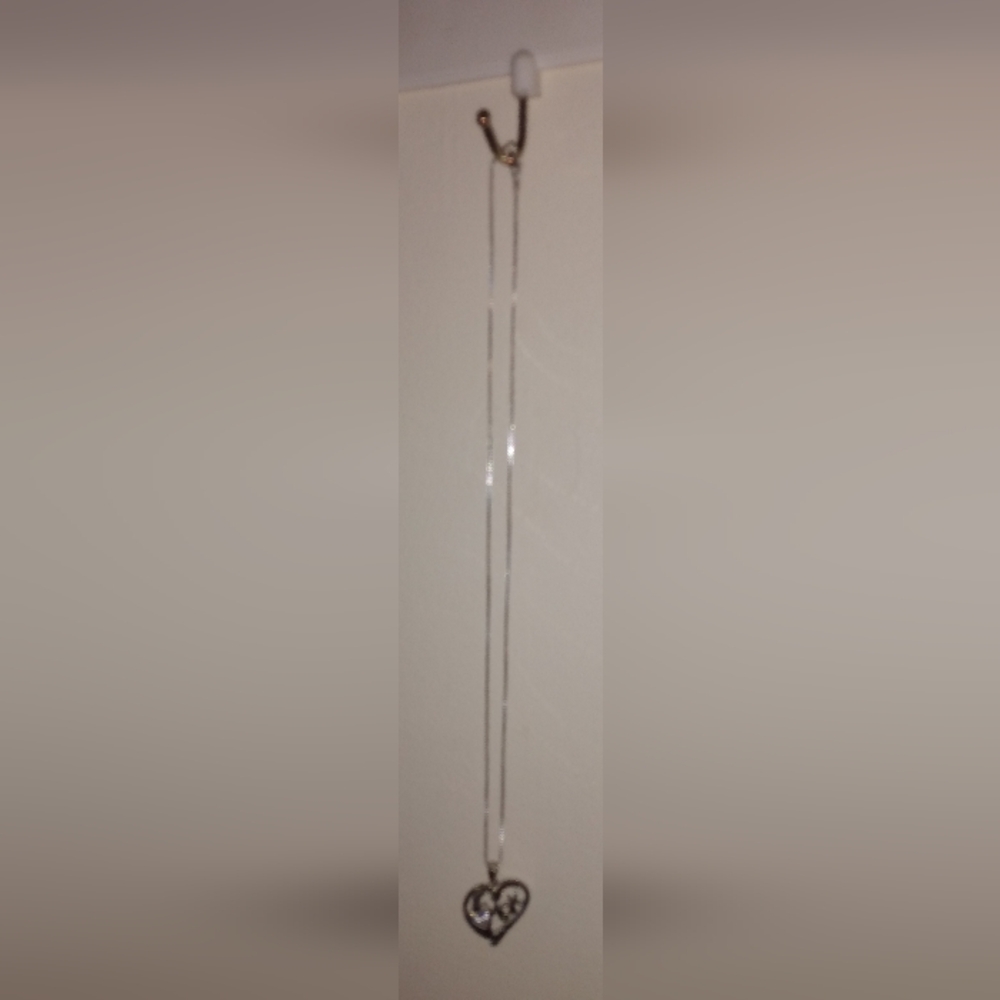 NWOB Mom Silver Plated Pendant Marcasite & Cubic Zirconia W/Sterling Necklace